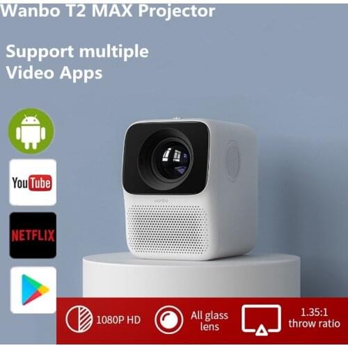 Global Version Wanbo T2 MAX Projector 1080P Mini LED Portable Projector 1920*1080P Vertical Keystone Correction For Home Office