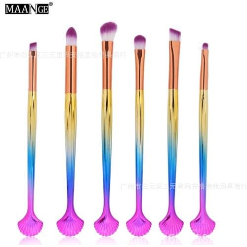 Hot Selling MAANGE 6 Shellfish Eye Eyebrow Eyeshadow Makeup Brushing Cosmetics Tools Gift Sets for Girl or Women