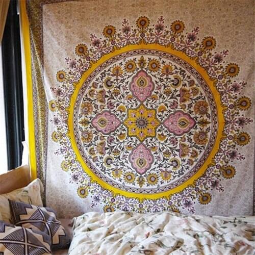 Indian Mandala Floral Wall Hanging Tapestry Macrame Wall Fabric Art Carpet Wall Blanket Yoga Beach Mat Boho Decor Wall Tapestrie