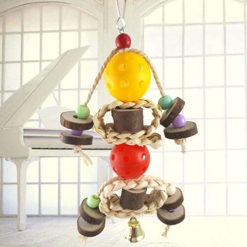 LHXMAS PET TOYS Parrot bite toy Parrot toys Wooden nibbling string Molar string
