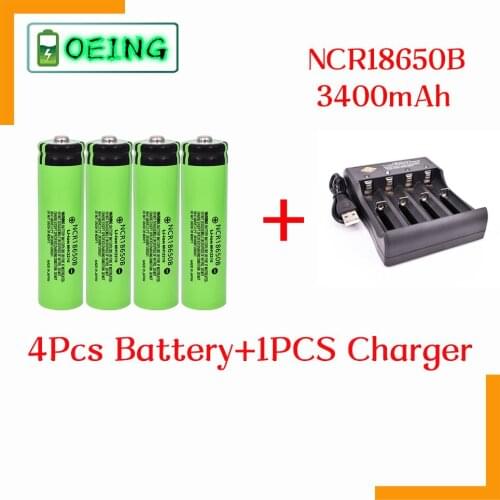 MEWEST 100% Original NCR18650B-3400mAh Rechargeable Li-ion battery 3.7V 18650 battery 3400mAh + 4 slots Charger