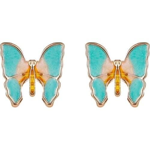 Cute Charms Blue Butterfly Stud Earring S925 Needle Simple Elegant Good Gift Trendy Female Jewelry Accessories