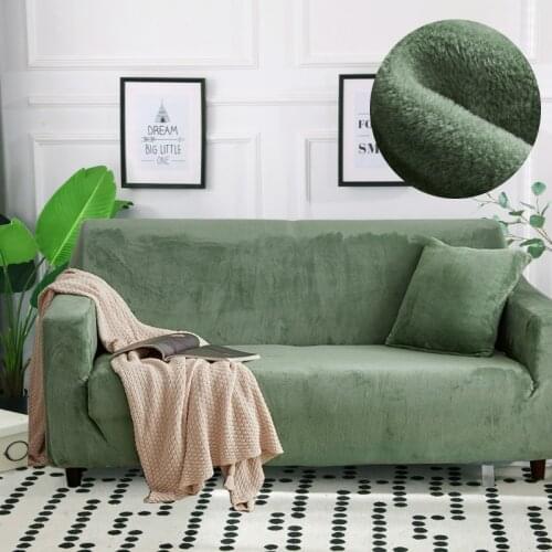 MKZOOM thick plush couch cover elastic spandex sofa cover for living room section sofa slipcover stretch L shape sofa