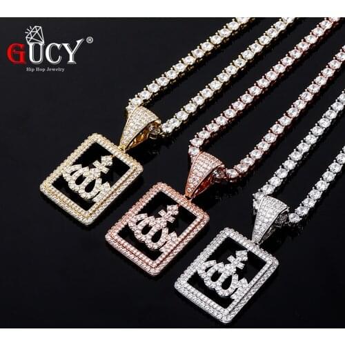 GUCY Fashion Pendant Necklaces With Tennis Chain Bling AAA Cubic Zircon Mens Hip hop Jewelry For Gift