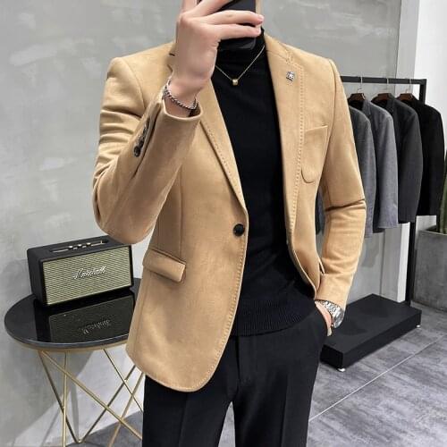 Fashion England Style Autumn Winter Thick Mens Velvet Suit Jacket / Male High Quality 2020 New Plus Size Blazers Coat