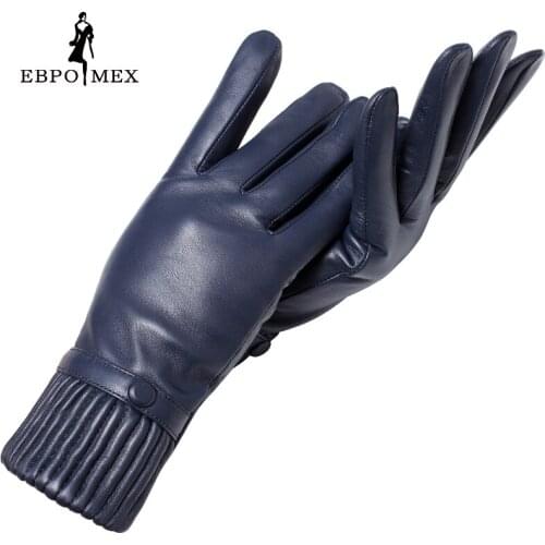 Genuine Leather glove Good quality gloves female Fashion leather gloves Vintage winter gloves women black Weatherization