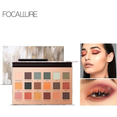 FOCALLURE 18 Colors Highly Pigment Eyeshadow Palette Nude Glitter Shimmer Makeup Matte Eyeshadow Palette Waterproof