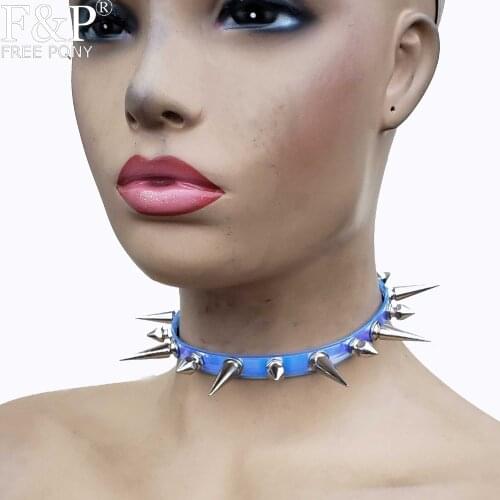 Handmade Iridescent PVC Vinyl Spike Gothic Punk Choker Collar Necklace Burning Man Costume Gogo Dancer Halloween Accessories