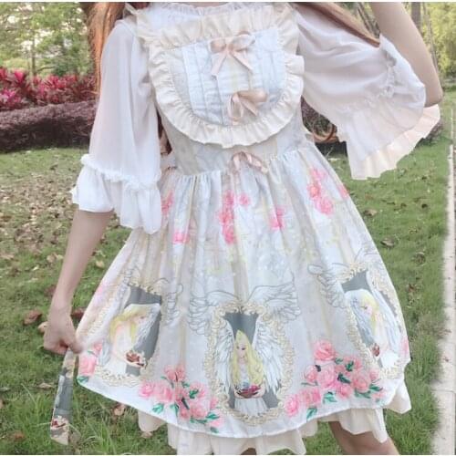 NONSAR Girl Dress Sling JK Angel Garden Lolita Student Daily Dress Wedding Party And Angle Garden Sweet Sleeveless