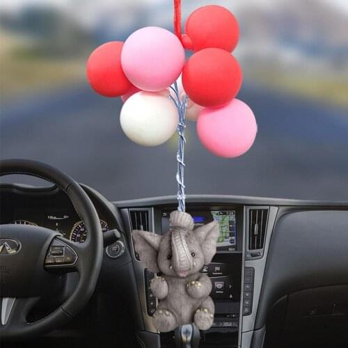 Car Pendant Panda Pink Balloon Rearview Mirror Decoration Hanging Charm Ornaments Automobiles Interior Cars Accessories Gifts