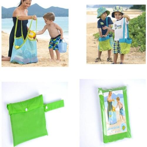 Portable Beach Bag Baby Toys Mesh Storage Bag Kids Outdoor Sand Seashell Park Swim Towel Clothes Organizer Travel Container Case