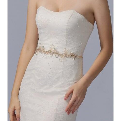 ZMSH233-G Wedding Belt Rhinestone Applique Womens Belts Fashion Elegant Gown Golden Diamond Dress Belt Pearl Belts for Women