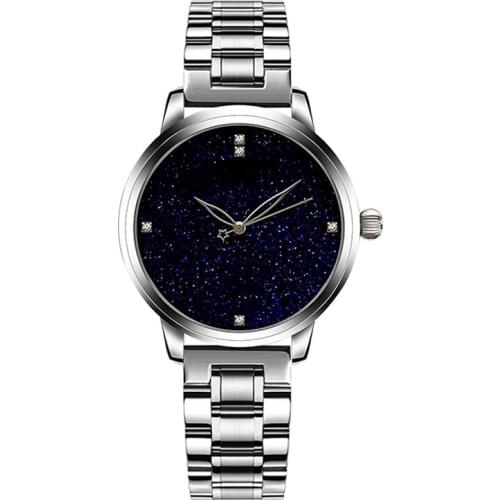 Luxury Blue Sandstone And Diamonds Dial Men Couple Stainless Steel Band Watch