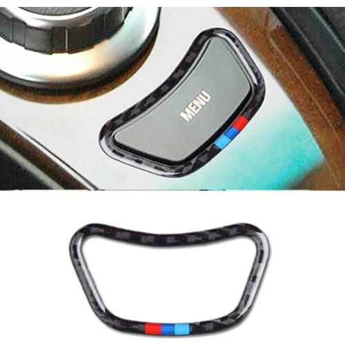 Car Styling Carbon Fiber Interior Center Control MENU Button Frame Cover Trim For BMW 5 Series E60 E61 2004 2005 2006 -2010