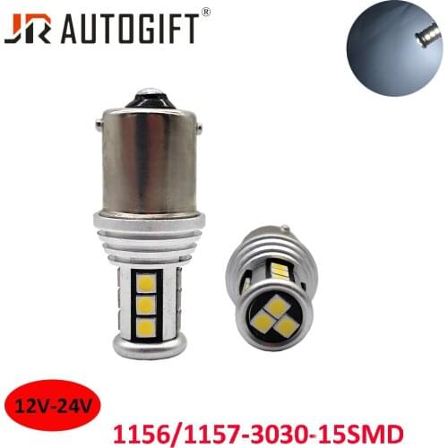20PCS Super Bright 1156 BA15S P21W White Red BAY15D LED Bulb 1157 P21/5W 7440 W21W 3030 15SMD Auto Lamp Reverse Light 12V-24V