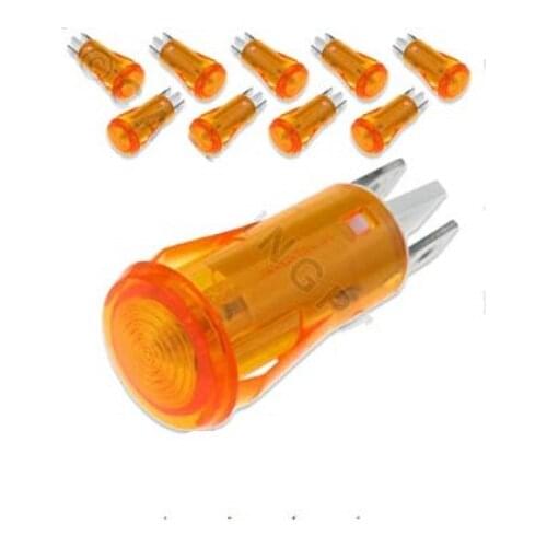 PACK OF 10 x AMBER 14mm FLUSH MOUNT NEON LAMPS 230V 71-134-1s VDE PRINCE CASTLE