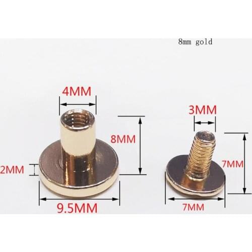 100 Pieces/Set Of 8MM Flat Head Rivets Leather Metal Crafts Notebook Fixed Buckle Screws Copper Nails Solid Diy Accessories