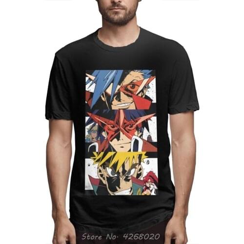 High Quality T-shirt Anime Tengen Toppa Gurren Lagann Kamina Simon T Shirt Men Hipster Tshirt Hip Hop Tees Tops Harajuku