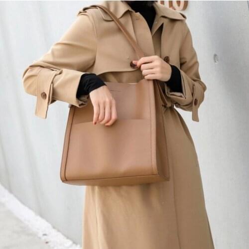 Split Leather Women Large Casual Shoulder Bag