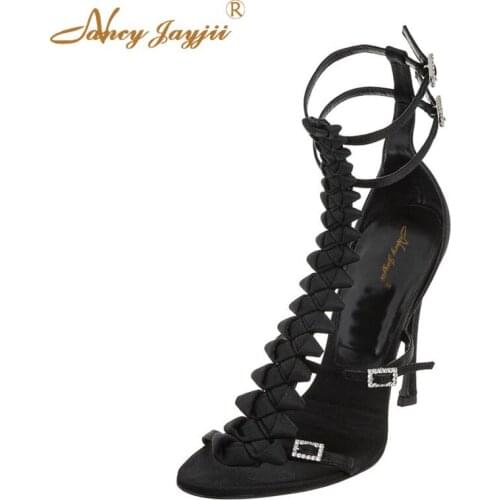 Women Shoes Ladies Sandals Flock Solid Ankle Strap Buckle Wedding/Party Super High thin heels Cover Elegant Fashion Novelty 2019