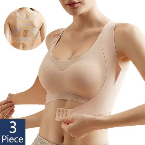 1pcs/2pcs/3pcs Women Bras For Women Push Up Bra Posture Corrector Bralette Front Closure Female Underwear Cross Back Tops