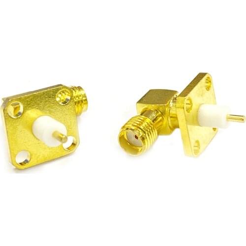 2pcs NEW SMA Female Jack RF Coax Connector 4-hole panel mount Right Angle solder post wire terminal