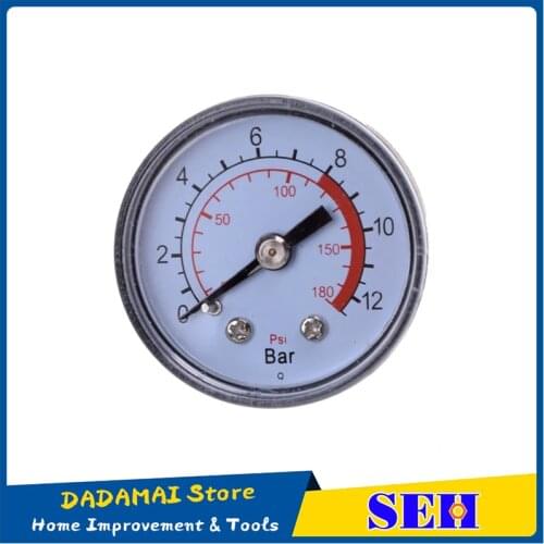 1PC Air Compressor Pneumatic Hydraulic Fluid Pressure Gauge 0-12Bar / 0-180PSI