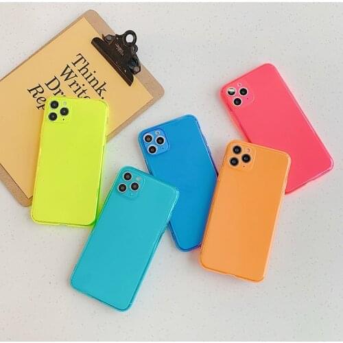 10pcs Camera Protection fluorescence Candy Color CellPhone Case For iPhone 11 Pro Max XS XR X 8 7 Plus Cases Phone Cover Covers