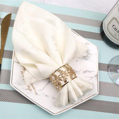 10pcs creative new hollow carved alloy napkin button set tableware wedding supplies napkin ring cloth ring