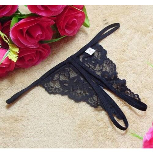 Sexy lace thong women panties 2016 hot erotic open crotch crotchless brief underwear g-string thong bows female t pants