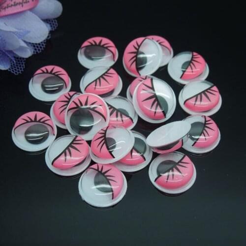 200pcs/lot Pink Color With the Eyelashes Eye Activities Moving Eyes Plastic Eyes For Doll Toy 15mm AL168