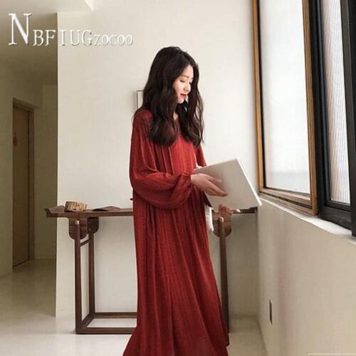 2020 Plus Size Autumn Retro Chinese Style Women Dress Round Neck Female Bottoming Dresses