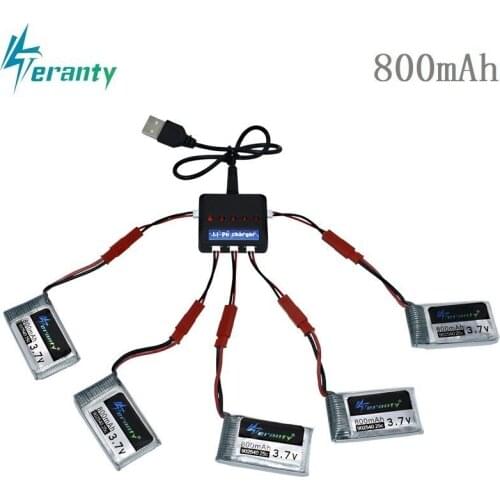 800mAh 25c 3.7V Lipo Battery With USB Charger For X5C X300 X400 X500 X800 HJ819 H805W X25 Battery RC Quadcopter Drone Spare Part