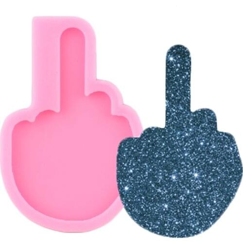 Shiny Love Sign Hand Middle Finger Silicone Molds Epoxy Resin Keychains Molds DIY Handmade Charms Mould