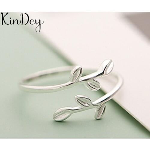 Boho Vintage Silver Color Leaf Rings for Women Lover Finger Ring Valentines Day Gifts 2020