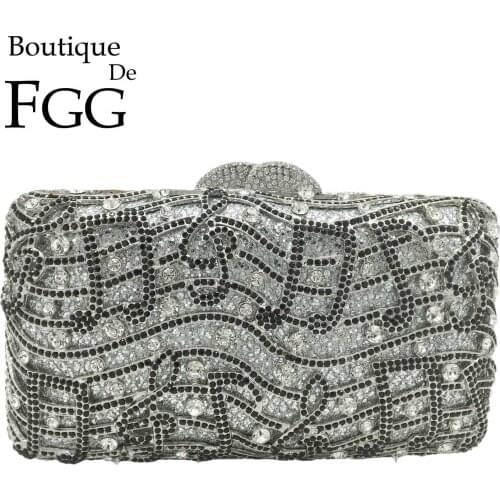 Boutique De FGG Musical Note Pattern Women Crystal Clutch Evening Bags Ladies Party Dinner Diamond Music Purses and Handbags