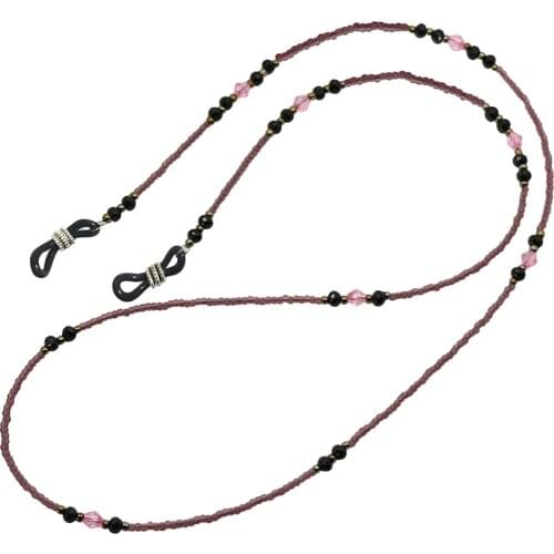 Purple Crystal Glasses Chain Beads Cord Sunglasses Retainer Spectacles Lanyard Chain Holder Strap
