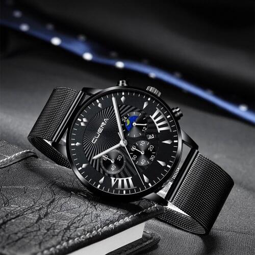 Relojes Hombre New CUENA Ultra-thin Men Watches Stainless Steel Waterproof Clock Men Top Brand Luxury Casual Sports Quartz Watch