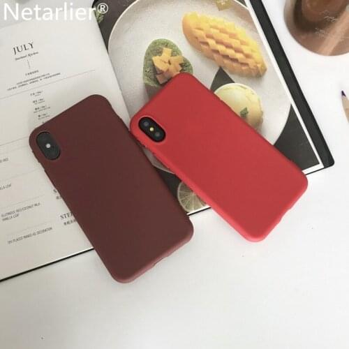 Netarlier Case For iPhone 6P 6sPlus Matte Plain Candy Colors High Quality Silicon Soft Black Pink Purple Mint Green Blue Cover