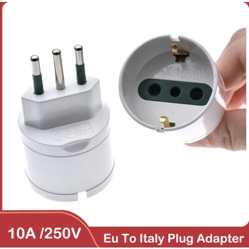 CEE7/7 European Plug to Italy Standard Power Adapter Socket 10A Travel Plugs AC 110~250V with Safety Shutter