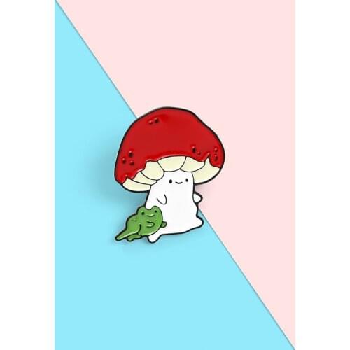 Sweet Cartoon Animal Frog Rabbit Red Mushroom Enamel Brooch Cute Pins Alloy Badge Fashion Woman Jewelry Gift For Friends