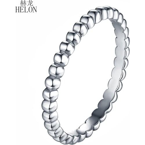 HELON Solid 14k White Gold AU585 Engagement Ring Women Trendy Fine Jewely Elegant Unique Gift Wedding Ring