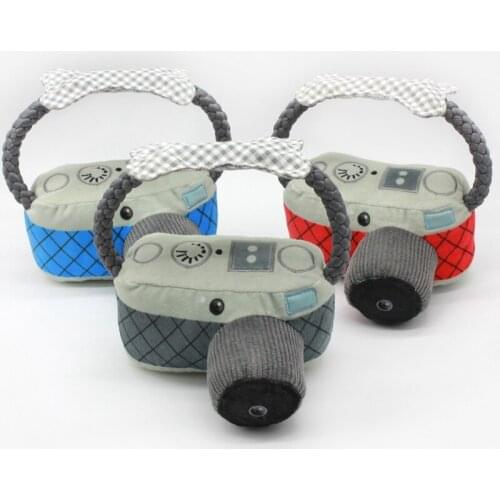 Pet Dog Chew Squeaker Toy Puppy Plush Camera Shaped Sound Animal Shape Molar Toys Pet Training Supplies For Teeth Cleaning New