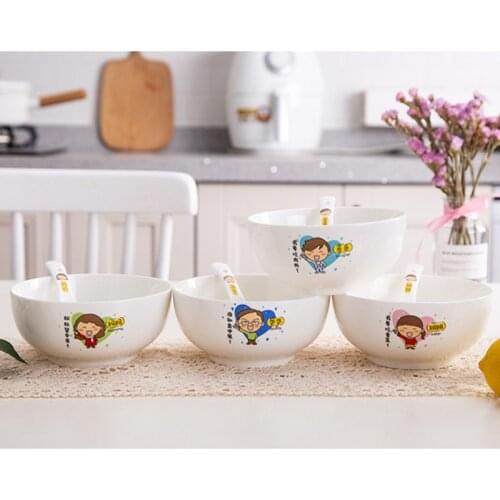 Ceramic bowl 4.5 inch round bowl 5 inch round bowl chopsticks cartoon parent-child bowl cute rice bowl personality rice bowl
