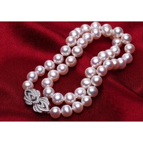 Classic 10-11mm south sea round white pearl necklace 18inch silver