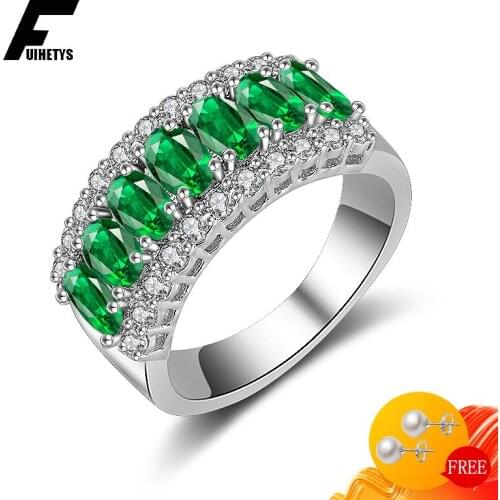 Classic 925 Silver Jewelry Rings with Emerald Ruby Gemstone Fashion Accessories for Women Wedding Promise Party Wholesale Ring
