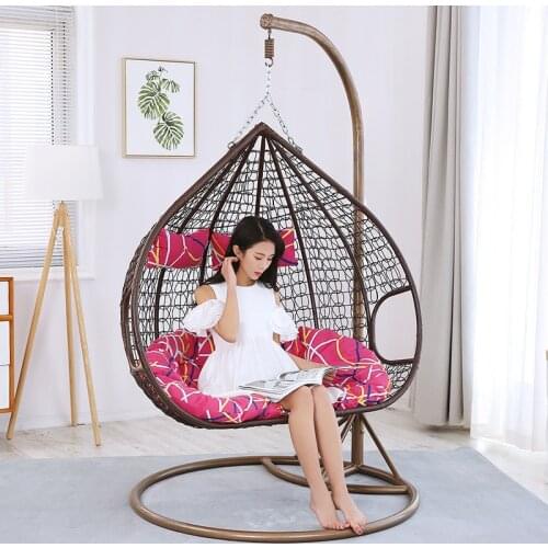 Fashion Swing Cany chair for garden double PE Rattan sofa outdoor Swing Hanging Basket