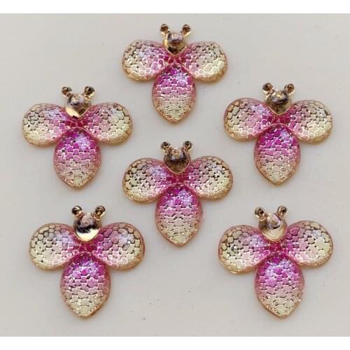 Bee Shaped Animal Pendant Necklace Jewelry Accessories Flatback Rhinestone 1Hole 21*22mm 20Pcs -B437