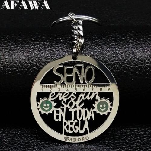 Fahsion Spain Stainless Steel Key Chain for Teacher Silver Color Keychains Jewelry regalos para profesores K77390B