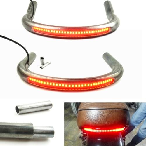 LOCHOSHI Universal Cafe Racer Seat Frame Hoop Flat or Upswept Style Loop with LED Brake Turn Singal Light for Vintage Motorcycle